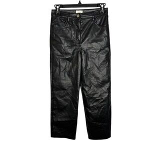 Aritzia Wilfred Black Vegan Leather Straight Leg Melina Pants Size 4